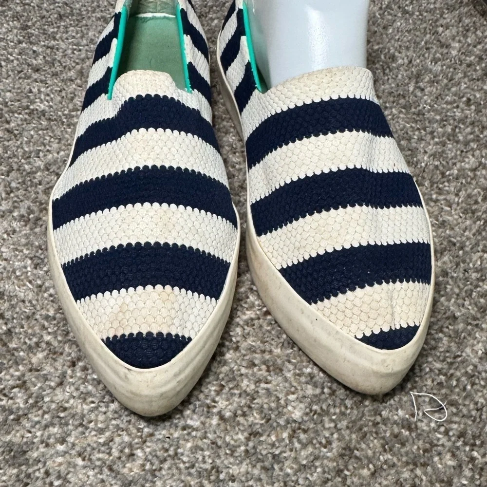XF Striped Women’s Navy Nautical Slip-On Pointed Toe Shoes- Size 9
